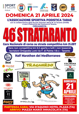 Tutto pronto per la 46^ Strataranto, mezza maratona del mediterraneo